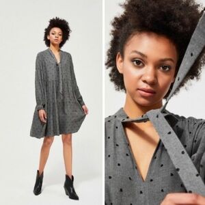 Zara Tiered Smock Polka Dot Long Sleeve Mini Dress